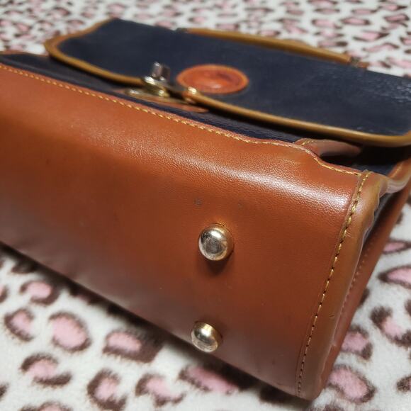 Vtg Dooney & Bourke All Weather Leather Blue Grain Leather Crossbody Satchel - Picture 5 of 8